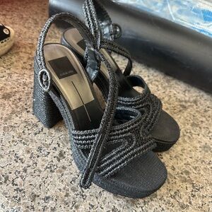 Dolce Vita Black Braided Slingback Platform Heels